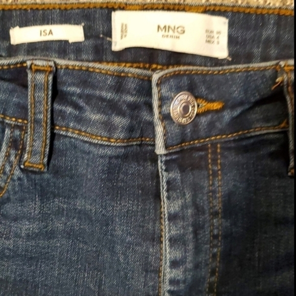 MNG ISA JEANS HIGH RISE STRETCH DENIM SKINNY RAW ANKLE HEM DARK WASH SIZE 26 - Picture 7 of 9